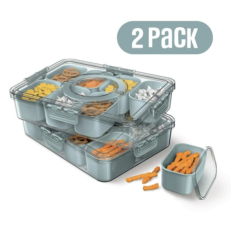 Cook With Color 2-Pack 8-Compartment Snackle Box, Charcuterie and Snack Container, Divided Servin... | Walmart (US)