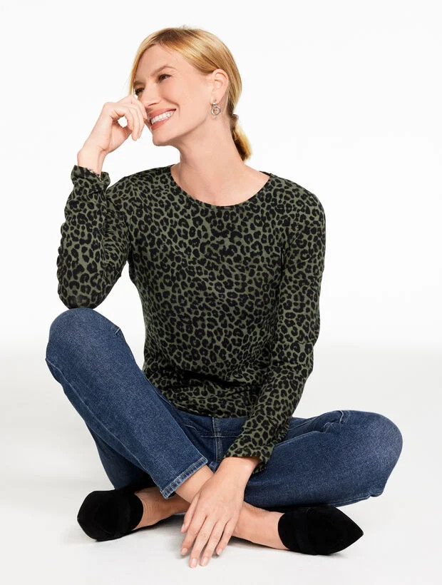 Long Sleeve Crewneck Tee - Leopard | Talbots