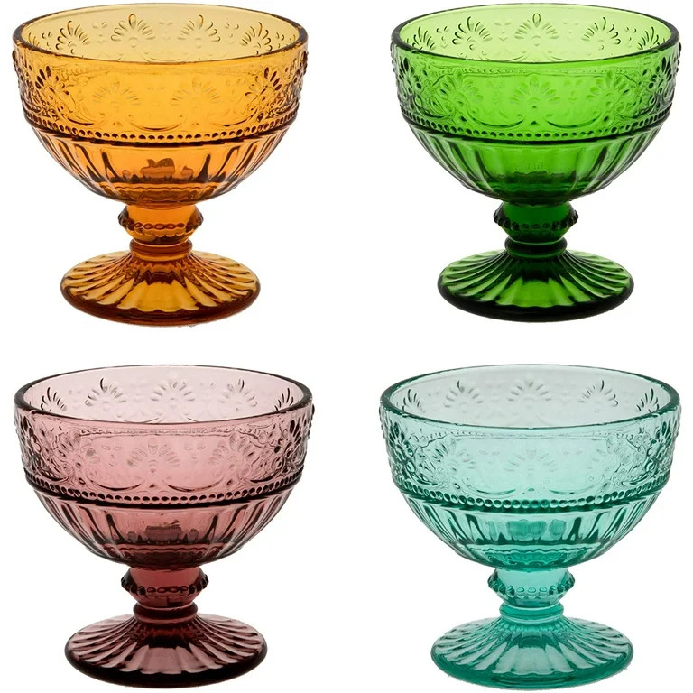 WHOLE HOUSEWARES Vintage Glass Dessert Bowls - Set of 4 Solid Multi-Color Trifle/Fruit/Salad/Sund... | Walmart (US)