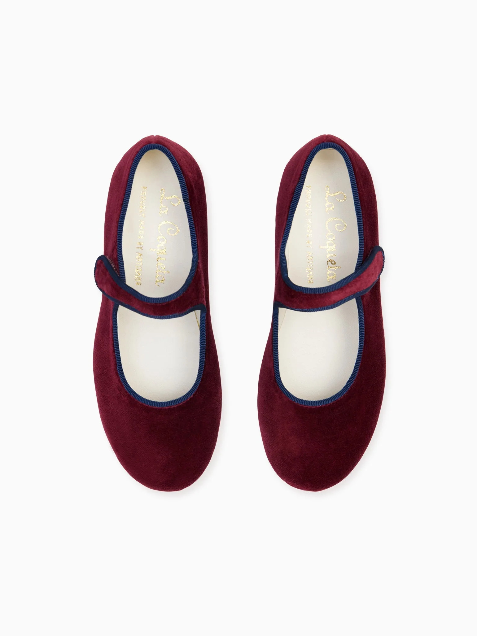 Burgundy Velvet Girl Mary Jane Shoes | La Coqueta (US)