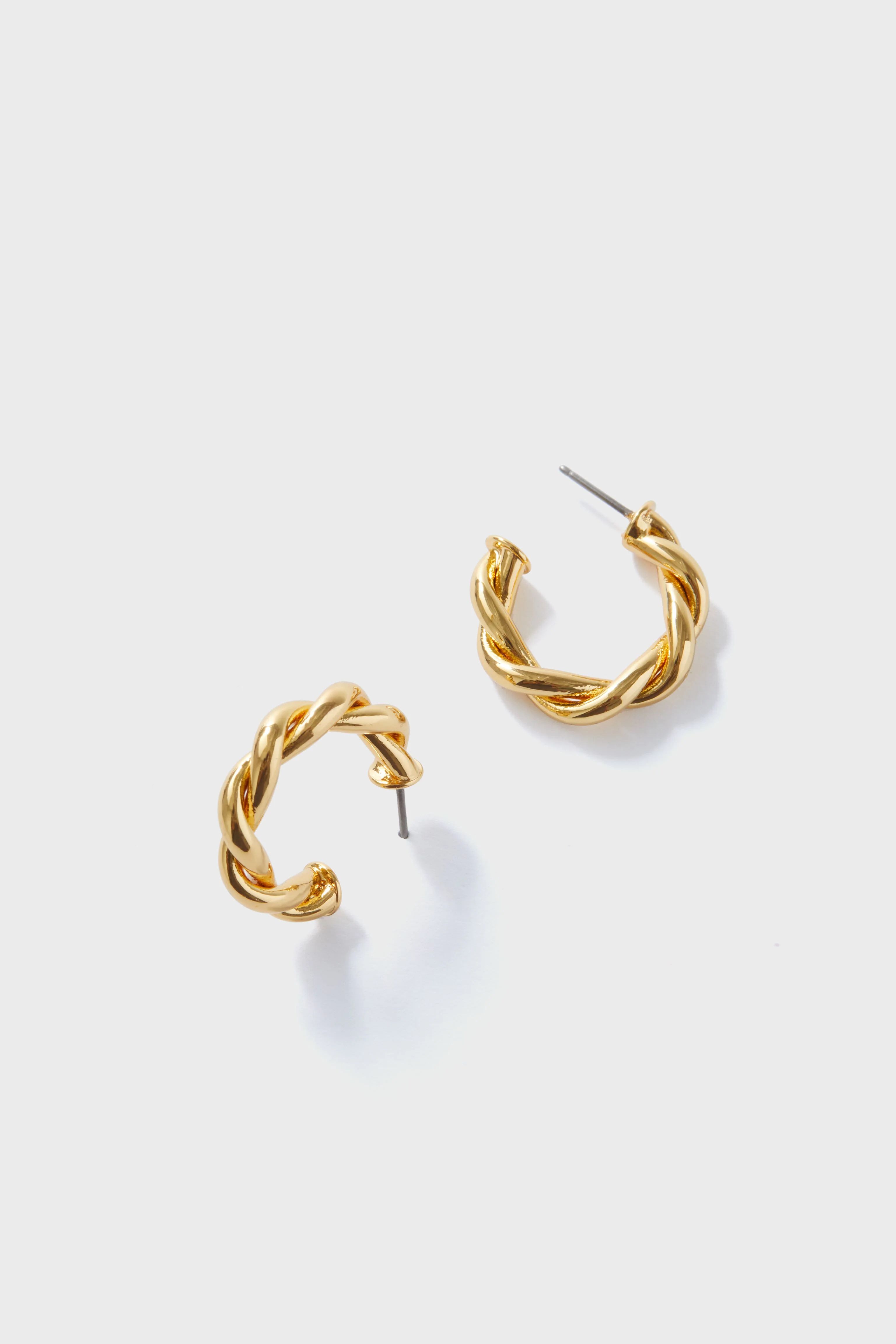 Gold French Twist Mini Hoop Earrings | Tuckernuck (US)