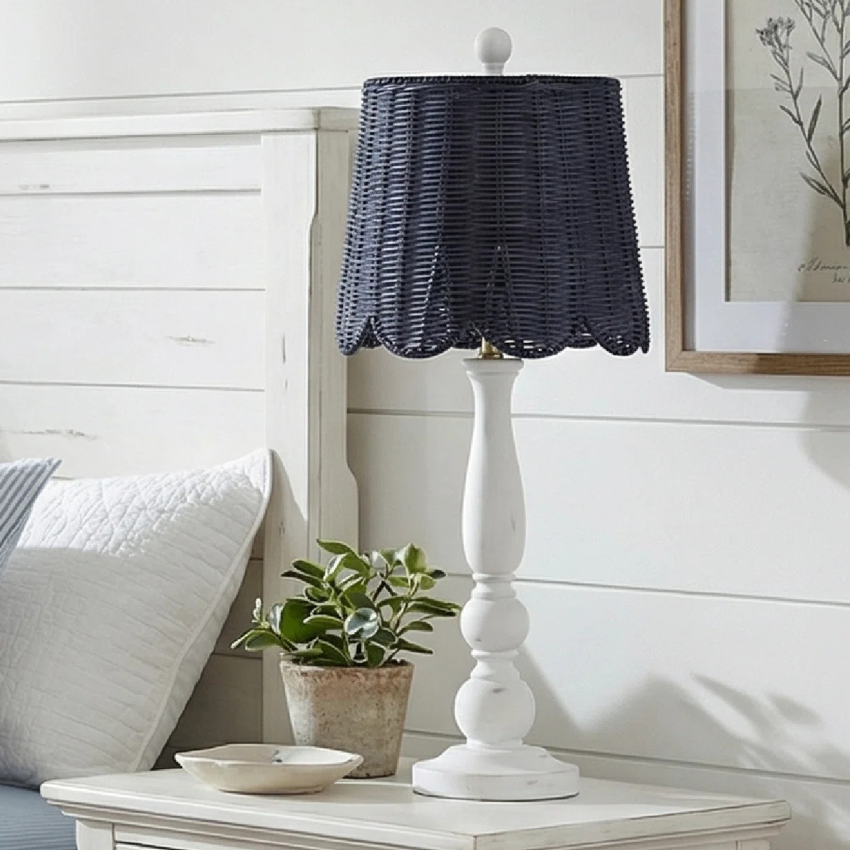 Highland Dunes Set Of 2 White Resin Buffet Lamp With Rattan Shade | Wayfair | Wayfair North America
