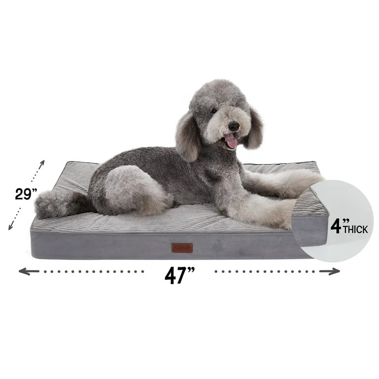 Ophanie 47in Gray Orthopedic Dog Bed for Large Dogs with Non-Slip Bottom, Waterproof and Machine ... | Walmart (US)