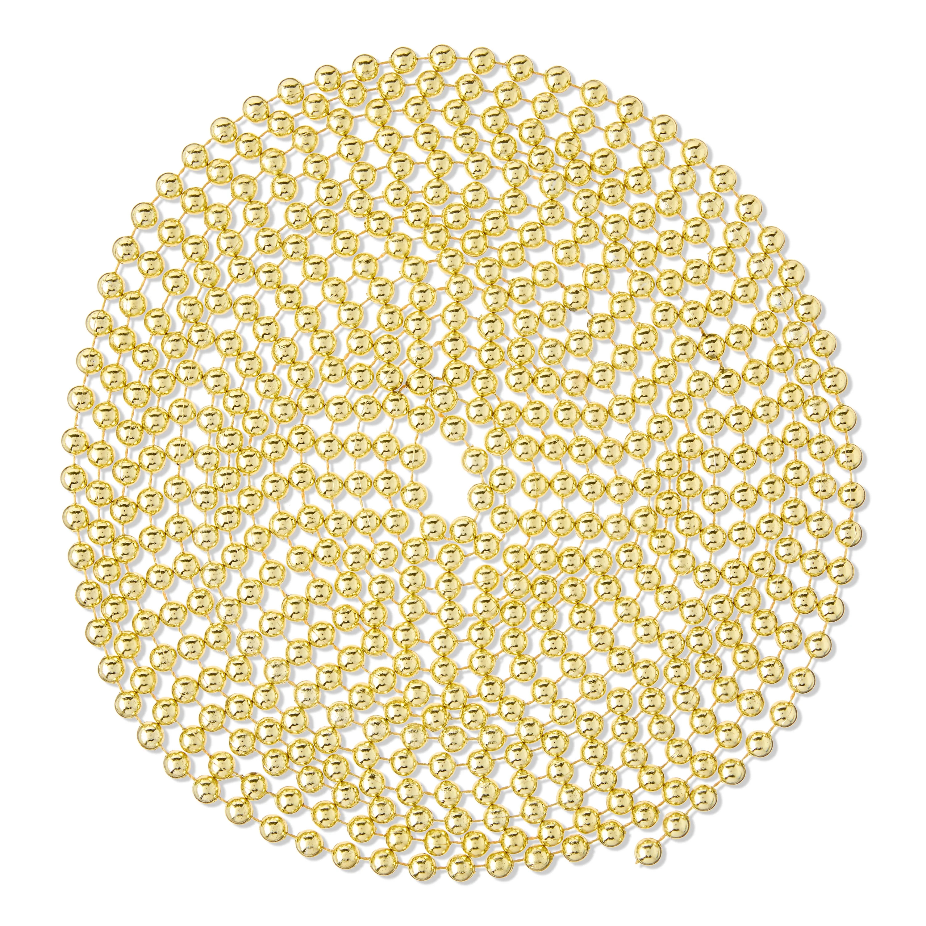 Plastic Metallic Bead Christmas Garland, Gold, 18', by Holiday Time | Walmart (US)