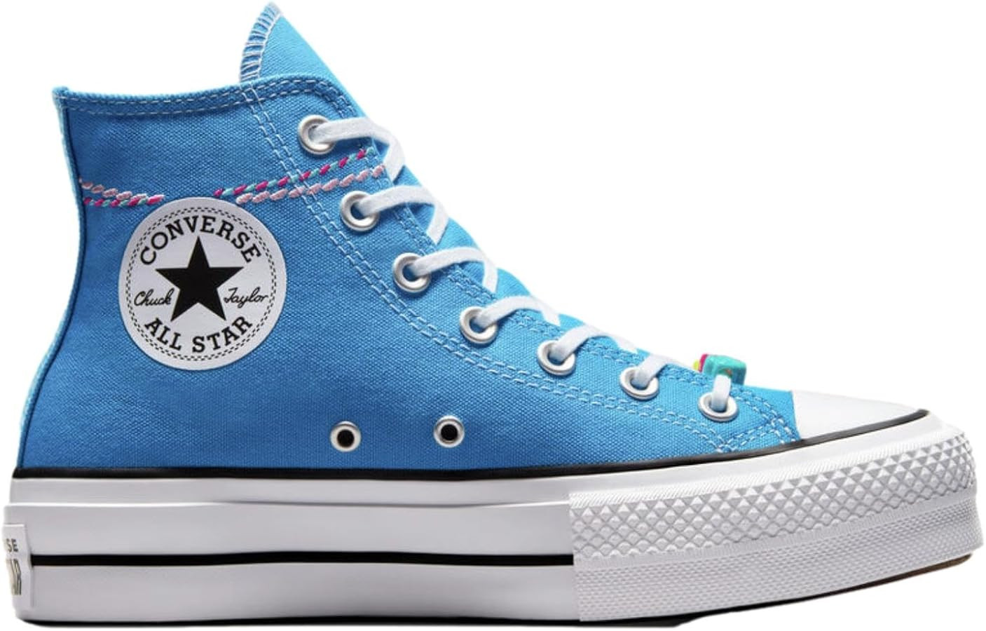Converse Womens Chuck Taylor BlueEmbroidered Lift Sneakers Womens Sz 6.5 | Amazon (US)