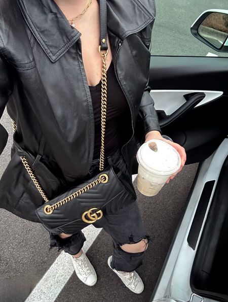 My matrix jacket 🖤 I thrifted it but linked similar ones here. I couldn’t find my exact golden goose sneakers but linked some cute similarity ones!
Black leather jacket
Ripped black high rise jeans
Gucci marmont purse
Black outfit
All black outfit
Monochromatic outfit 


#LTKstyletip #LTKMostLoved #LTKsalealert