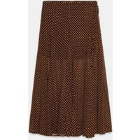 Zara - Polka Dot Midi Skirt - Brown / Ecru - Xs - Woman | Zara US