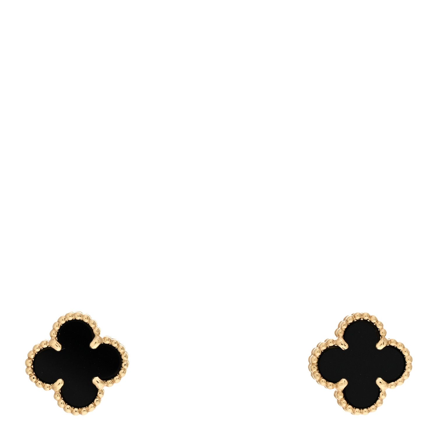 18K Yellow Gold Black Onyx Sweet Alhambra Earrings | FASHIONPHILE (US)