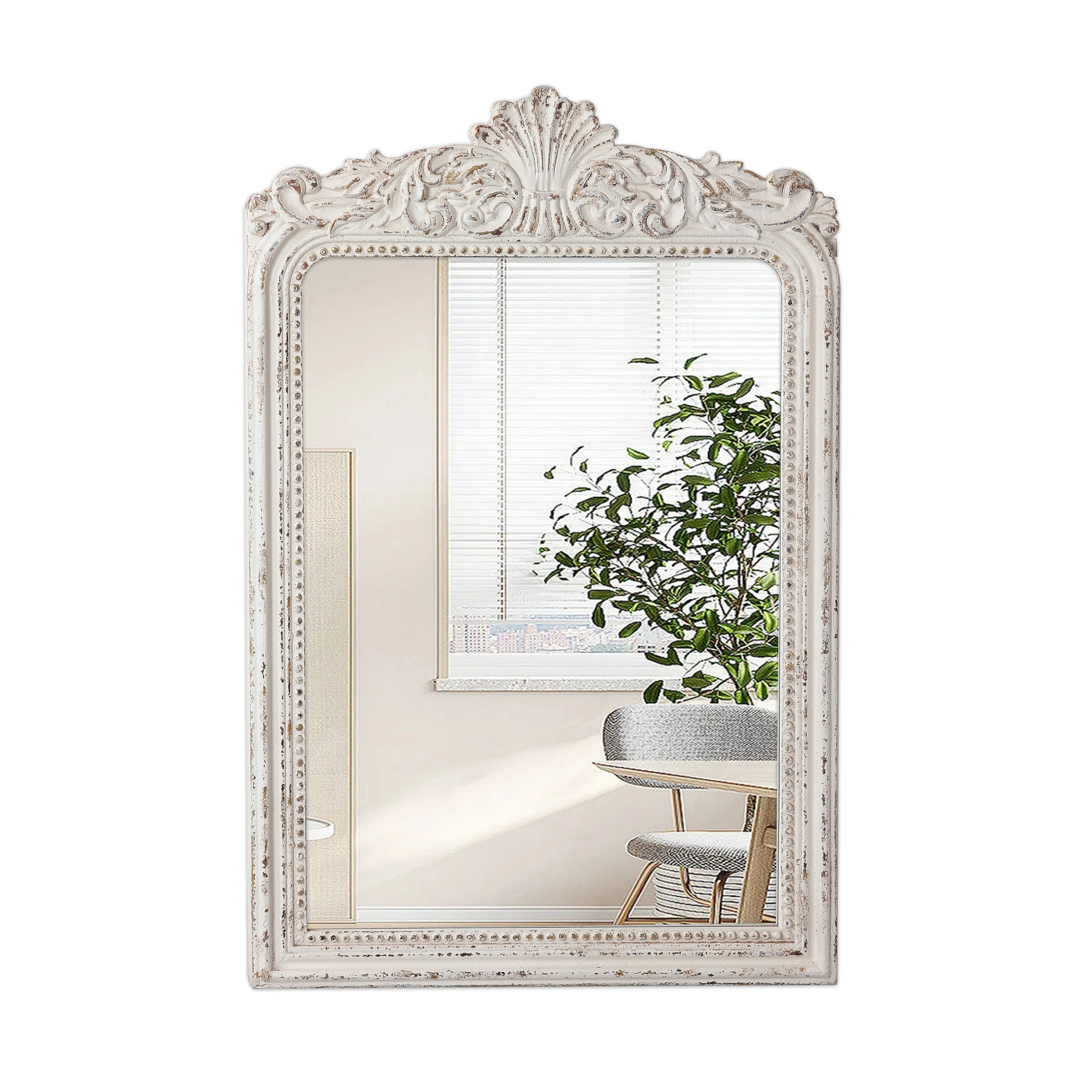Ophelia & Co. Vintage Ornate Wood Framed Mirror Decorative For Wall 24" x 36", Hanging Distressed... | Wayfair North America