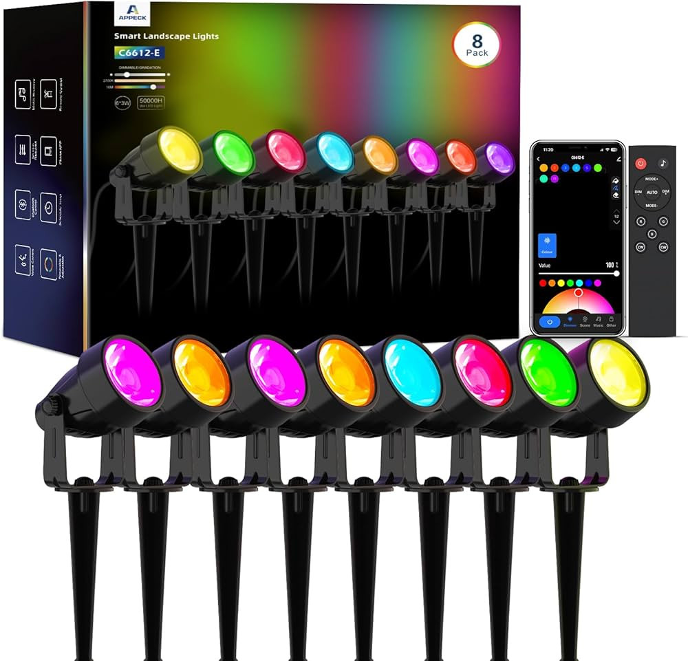 Spot Lights Outdoor, RGBW Low Voltage Landscape Lighting, Color Changing Uplighting Spotlights wi... | Amazon (US)