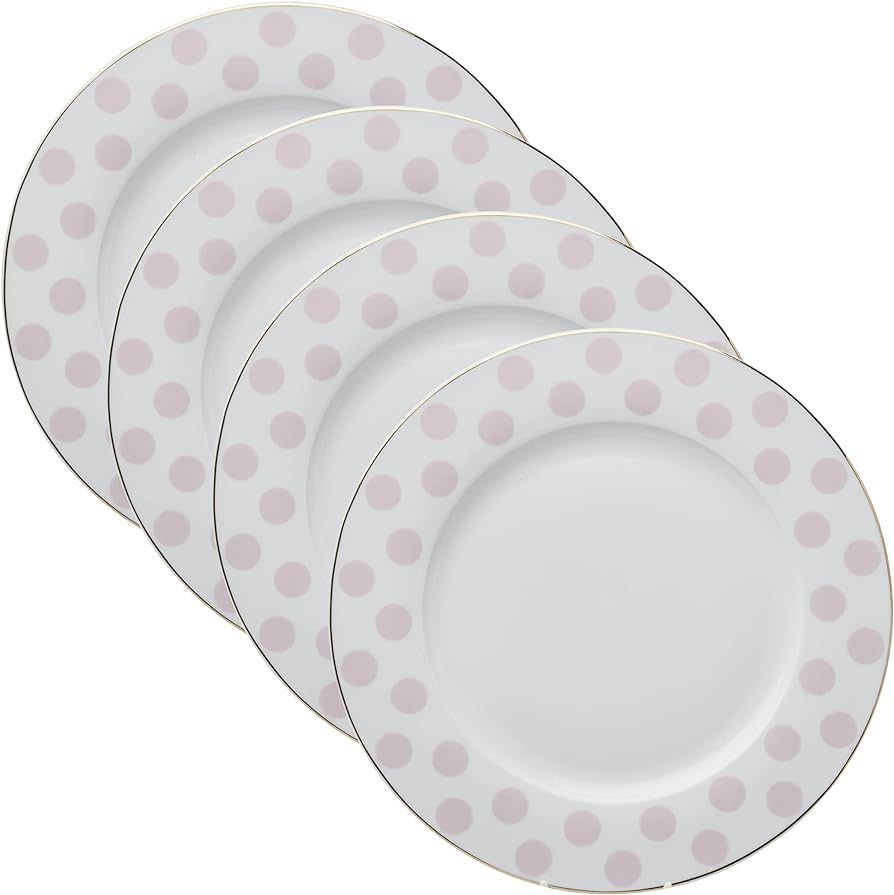Gracie China Pink Polka Dots Porcelain Dessert / Salad Plate 8-Inch (Set of 4), Gold Trimmed | Amazon (US)
