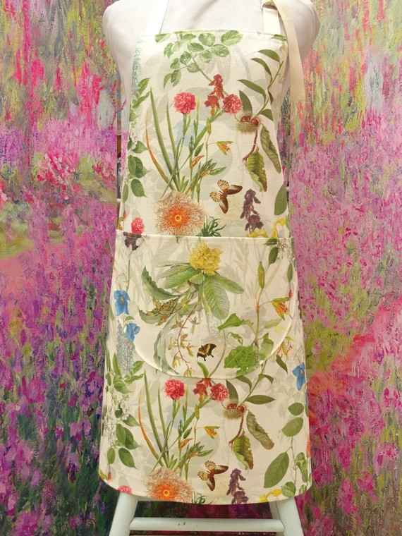 Secret Garden Flower Apron with/without pocket. With /without adjustable neck strap. Hand embroid... | Etsy (UK)