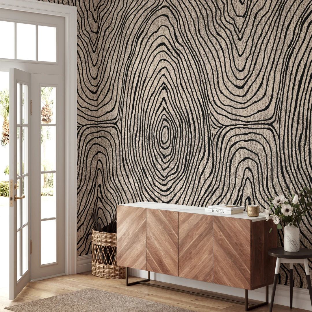 Extra Large Rug Carpet Boho Wallpaper, Natural Tones Geometric Minimalist Decor | Etsy (US)