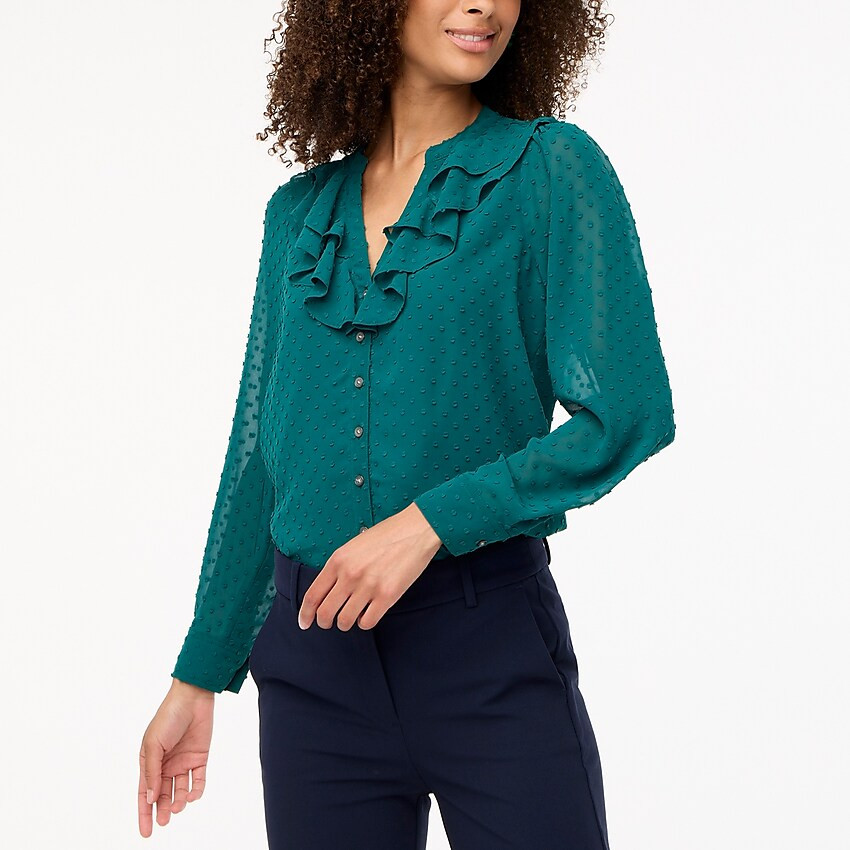 Clip-dot ruffle button-up shirt | J.Crew Factory