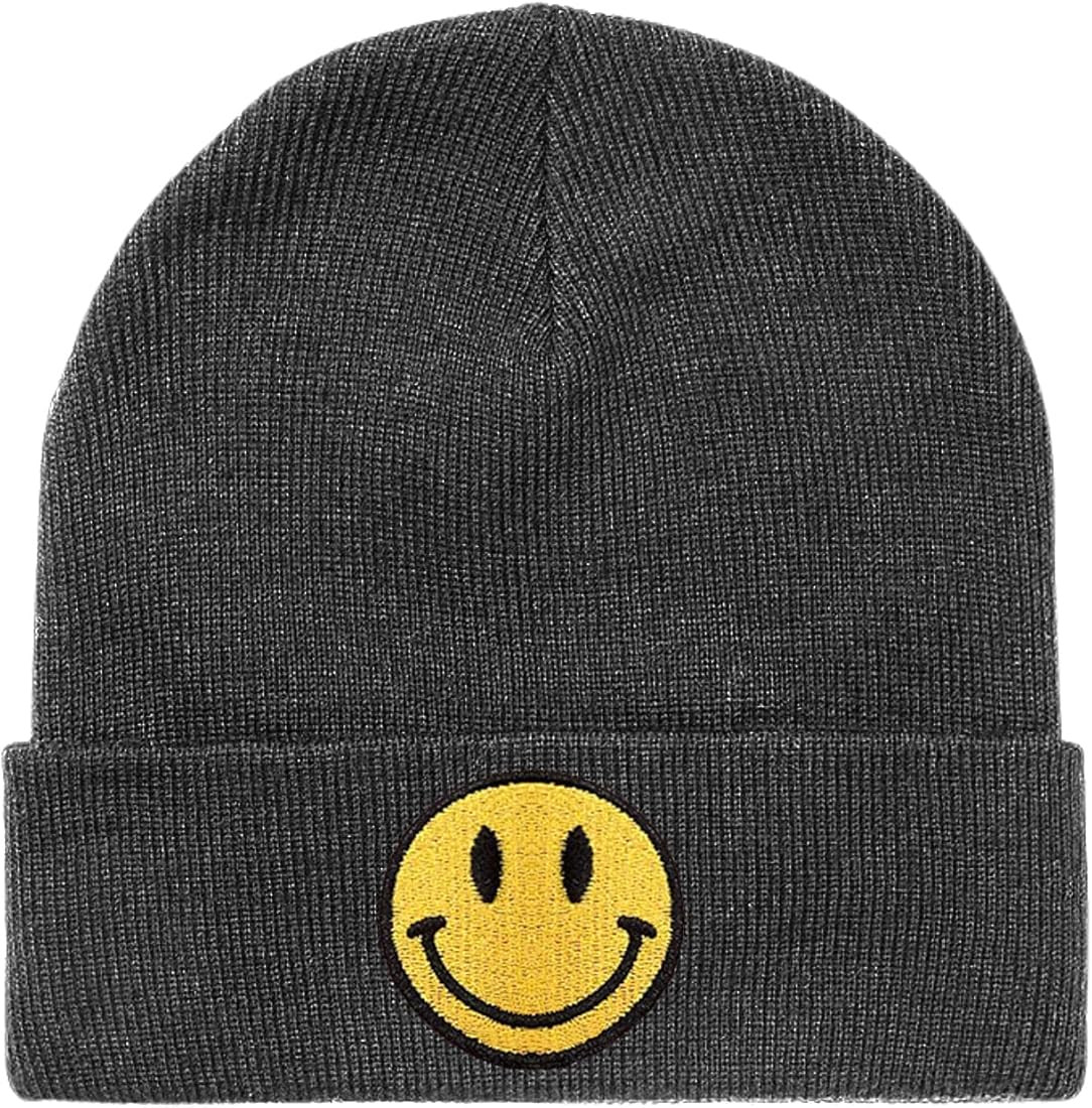 lycycse Womens Beanies for Winter Cuffed Beanie Hats with Smile Patch Knit Acrylic Slouchy Beanie Sk | Amazon (US)