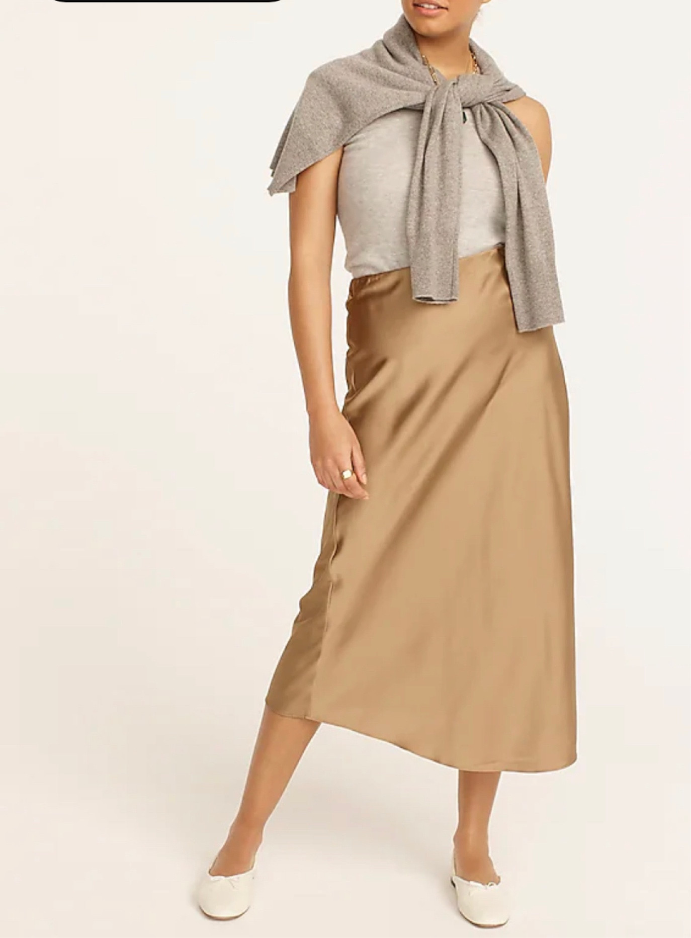 Slip skirt sweater and tshirt casual fall outfit wear to work or weekend #skirt #cardigan 

#LTKSale #LTKstyletip #LTKworkwear