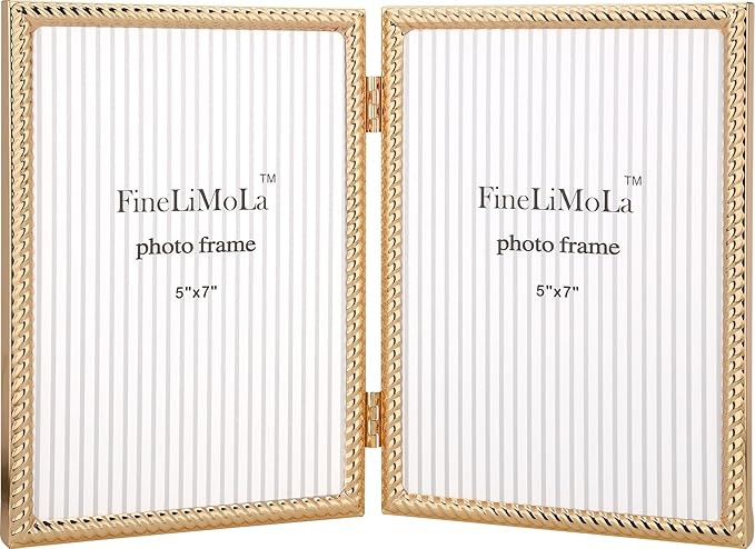 5x7''Double Frames Gold Rope Design Metal Photo Frame with black Velvet Backing and Real Glass Fr... | Amazon (US)