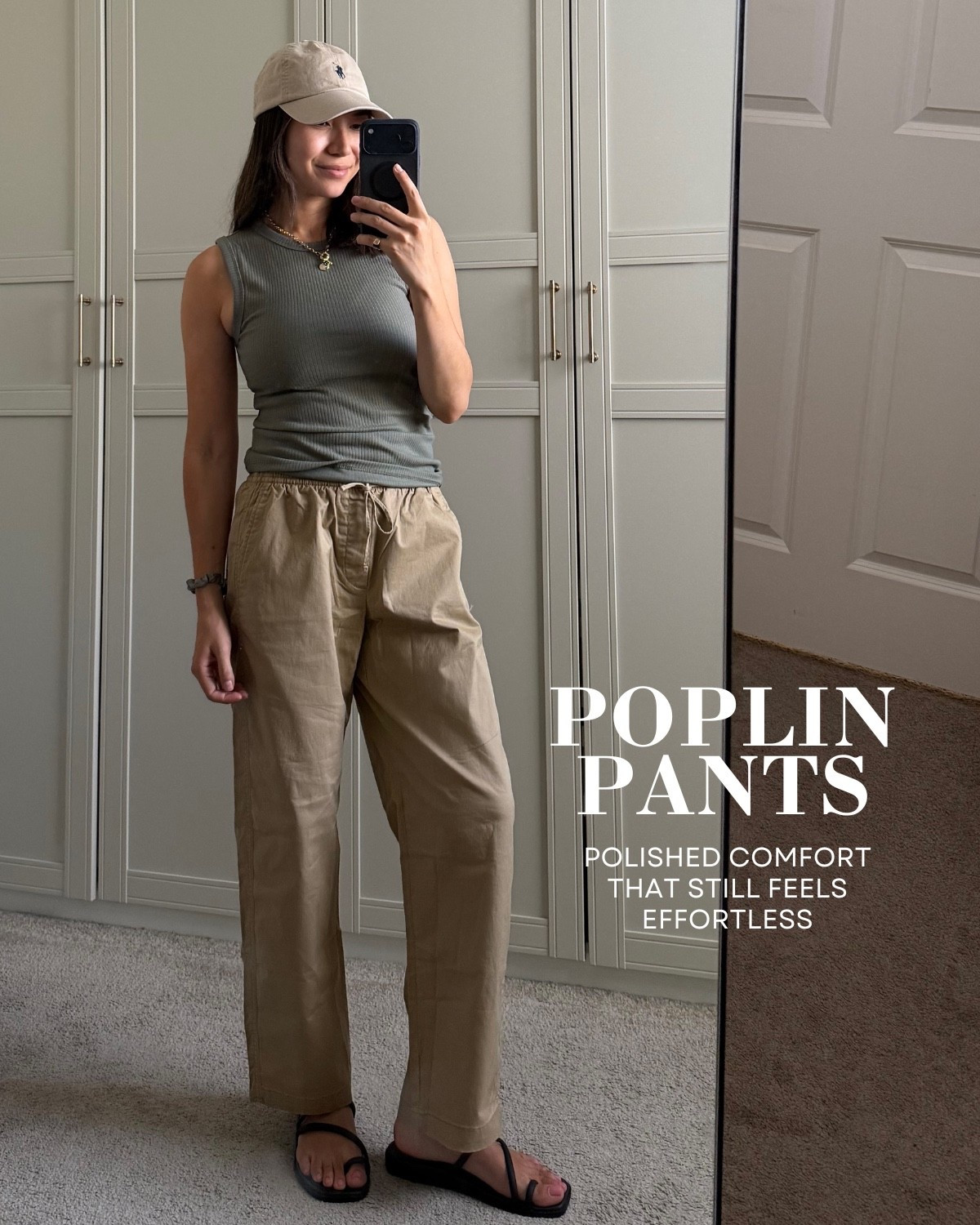 Poplin pants 

Gap factory poplin khaki pants 
Tank 
Crocs Miami toe loop 
Polo Ralph Lauren hat

#LTKootd