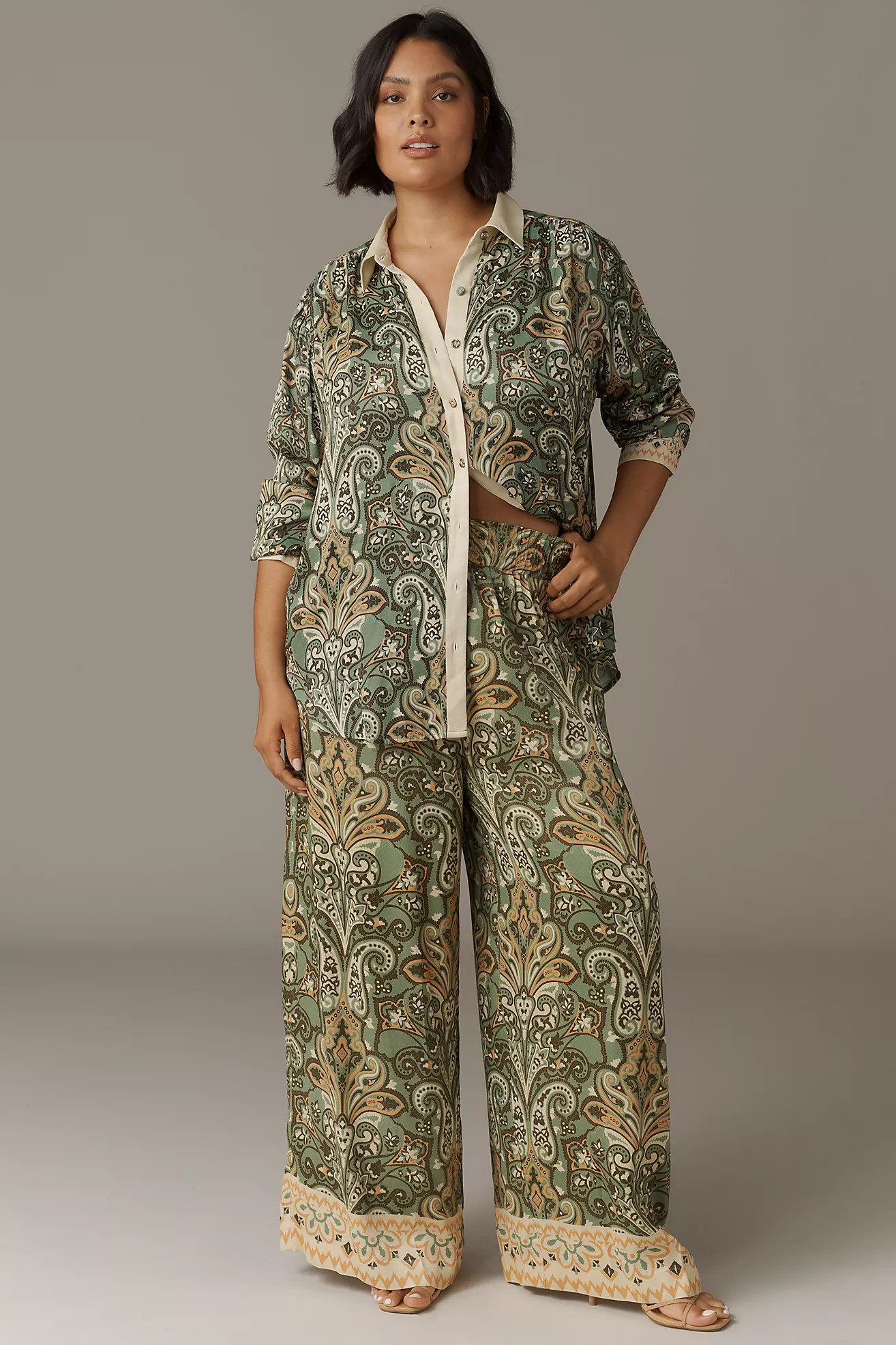 Conditions Apply Imara Satin Wide-Leg Pants | Anthropologie (US)