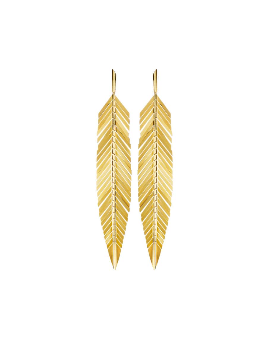 CADAR 18k Gold Large Feather Drop Earrings | Neiman Marcus
