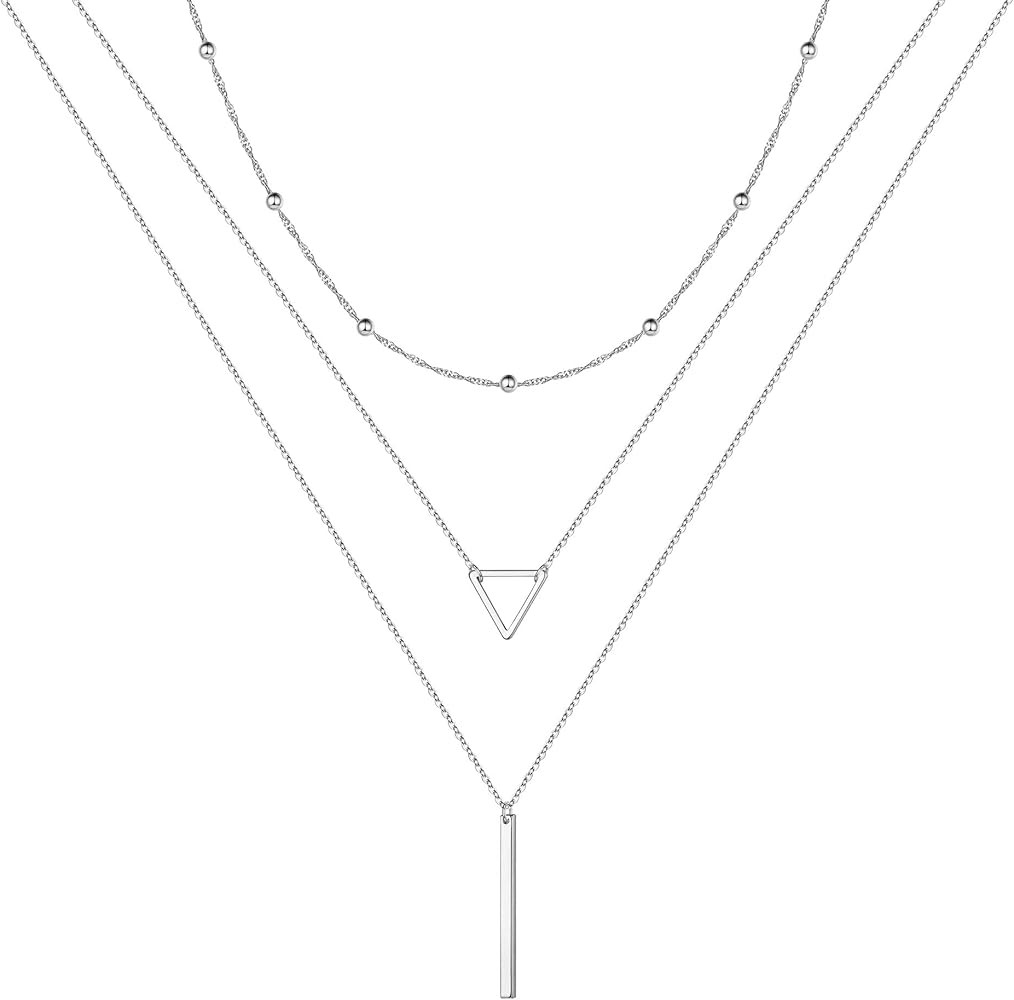 Gold Layered Necklaces for Women - 14K Gold Plated Handmade Multilayer Bar Pearls Coin Disc Moon ... | Amazon (US)