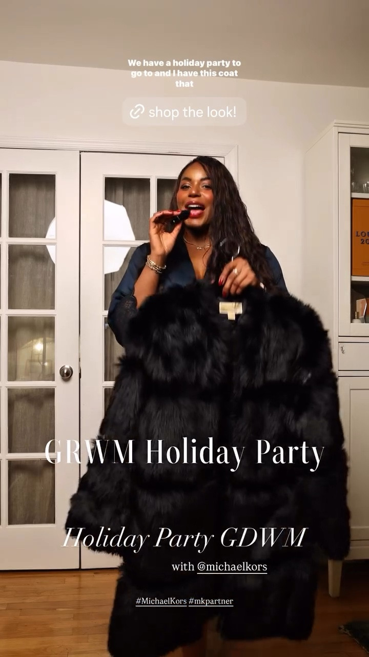 Get ready with me for a winter holiday party! Wearing the cutest outfit from Michael Kors: statement faux fur coat, mesh top, faux leather mini skirt, burgundy handbag, and black slingback heels. Linking this entire winter outfit below! … For more links to christmas tree decor, vanity finds, hostess gifts, winter outfit ideas, follow me on LTK! ✨

#LTKootd #LTKHoliday #LTKgrwm
