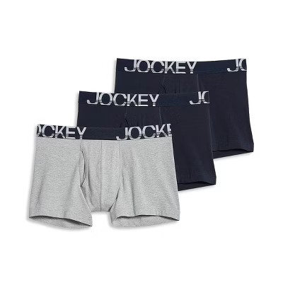 Jockey Men's ActiveStretch 4" Boxer Brief - 3 Pack S True Navy/Grey Heather/True Navy | Target