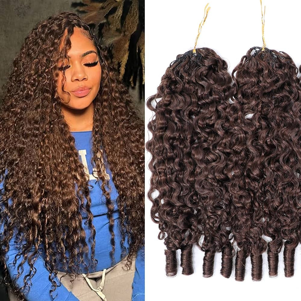 #4 Burmese Curly Crochet Human Hair 18 Inch 2 Packs 100G Dark Brown | Amazon (US)