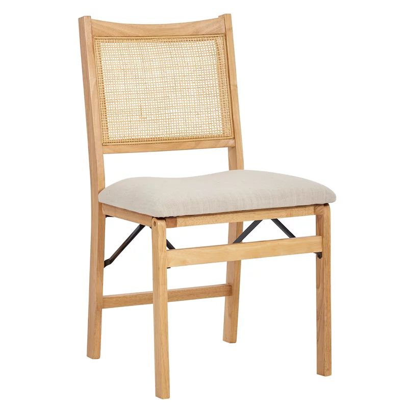 Powell Lorna Rattan Cane Wood Folding Dining Side Chair in Beige - Walmart.com | Walmart (US)