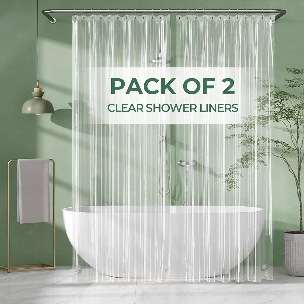 AmazerBath Shower Curtain Liner 2 Pack, 72 x 96 Inches Extra Long PEVA Plastic Shower Liner with ... | Amazon (US)