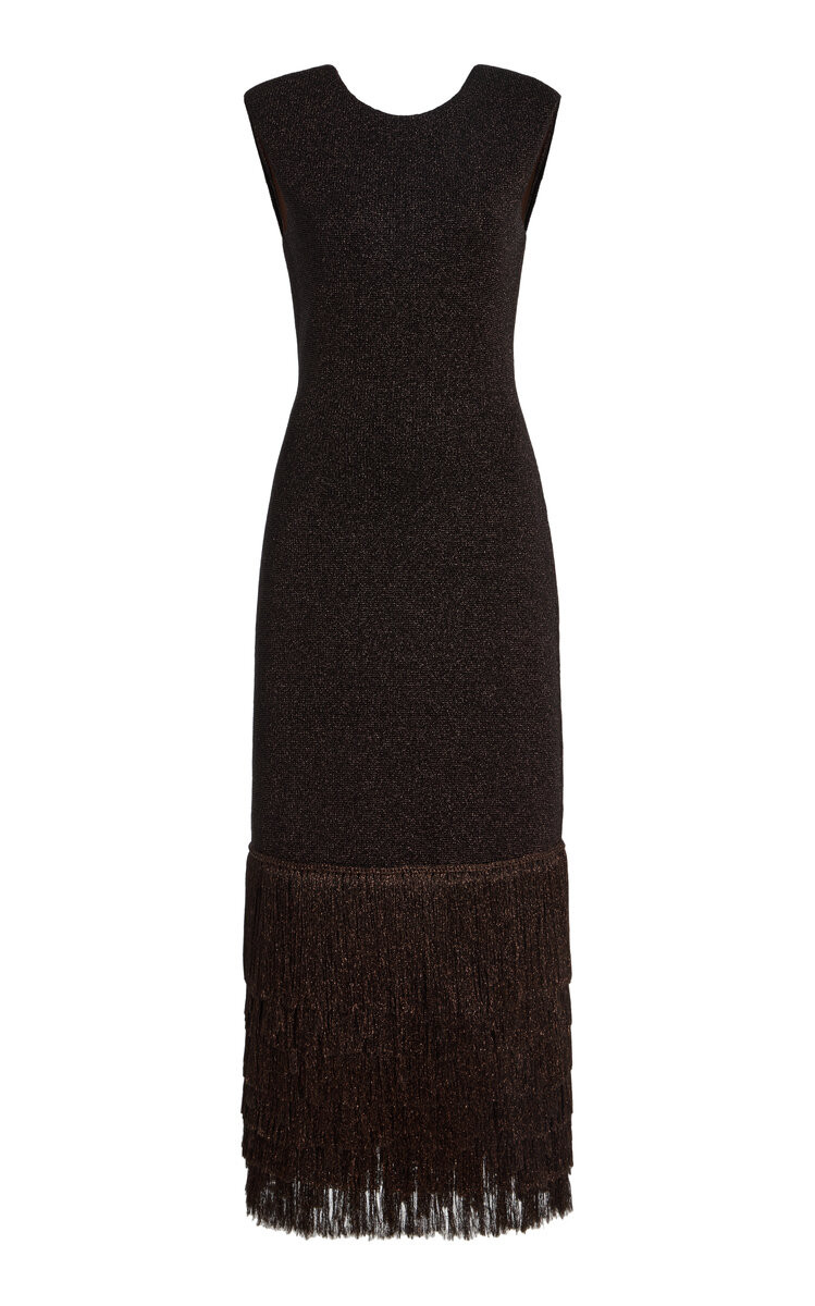 Breeze Fringed Metallic-Knit Midi Dress | Moda Operandi (Global)