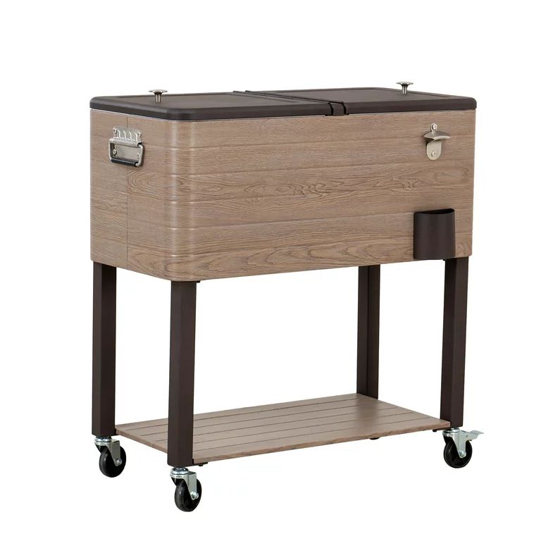 Sunjoy Alabama Collection Rolling Ice Chest Portable Patio Party Drink Cooler Cart 80 qt. | Walmart (US)