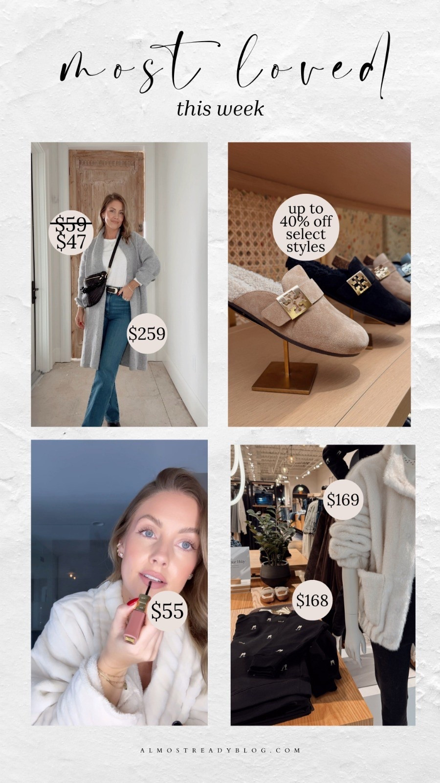 Most loved this week, Tory Burch mules on sale, amazon outfit ideas, Holiday gifts, Holiday outfits, Amanda West, Almost Ready Blog.

#LTKFindsUnder100 #LTKHoliday #LTKSaleAlert