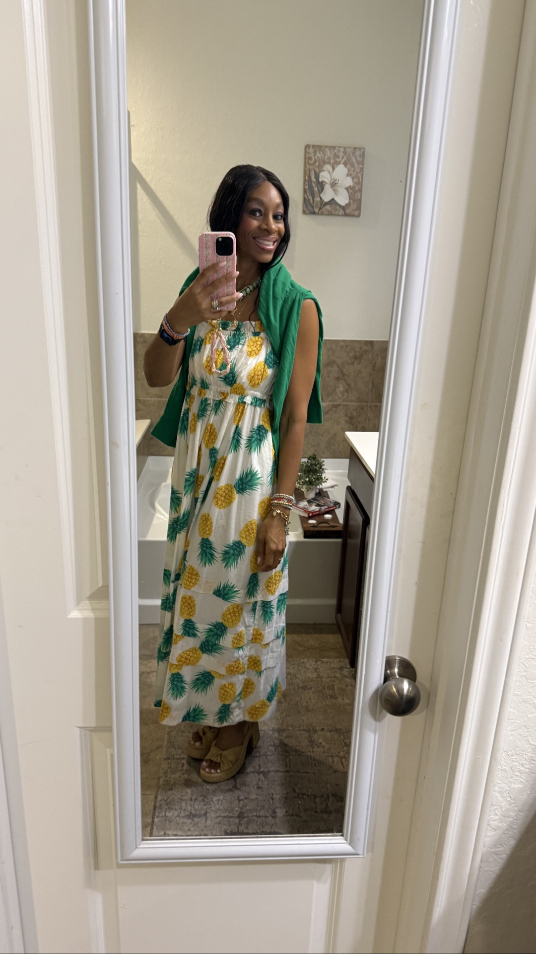Farm Rio vibes on a budget! ✨🍍 This colorful pineapple maxi dress gives me all the fun, tropical Farm Rio energy without the designer price tag. Paired it with a green sweater and platform sandals for the cutest summer look! 💚

Shop this affordable look on my LTK! 🛍️✨

#FarmRioInspired #FarmRioOnABudget #LookForLess #AffordableFashion #BudgetFriendlyStyle #SummerStyle #MaxiDress #TropicalStyle #ColorfulFashion #LTKFinds #LTKCreator #ShopLTK #SummerOutfit #OOTD #TheSouthernBargainBabe

#LTKootd #LTKSeasonal #LTKOver40