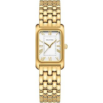Gold Watches for Women with Vintage Rectangular Case,White Roman Dial,Stainless Steel Band,Adjust... | Amazon (US)
