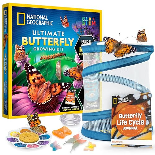 National Geographic Ultimate Butterfly Growing Kit - Butterfly Activity Kit with Voucher for 5 Live Caterpillars, Butterfly Cage, Butterfly Feeder | Amazon (US)