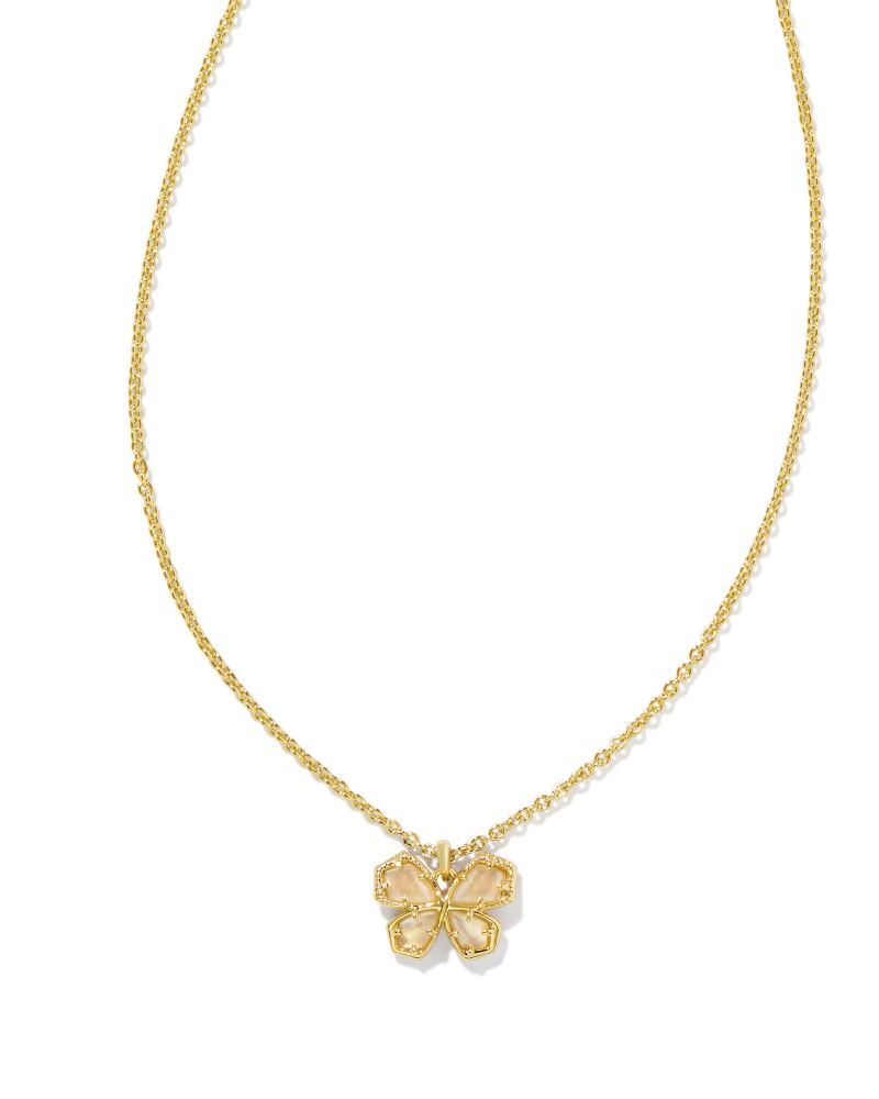Mae Gold Butterfly Short Pendant Necklace in Golden Abalone | Kendra Scott | Kendra Scott
