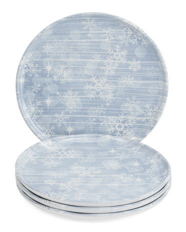 Made In Brazil Set Of 4 Snowflakes Salad Plates | TJ Maxx
