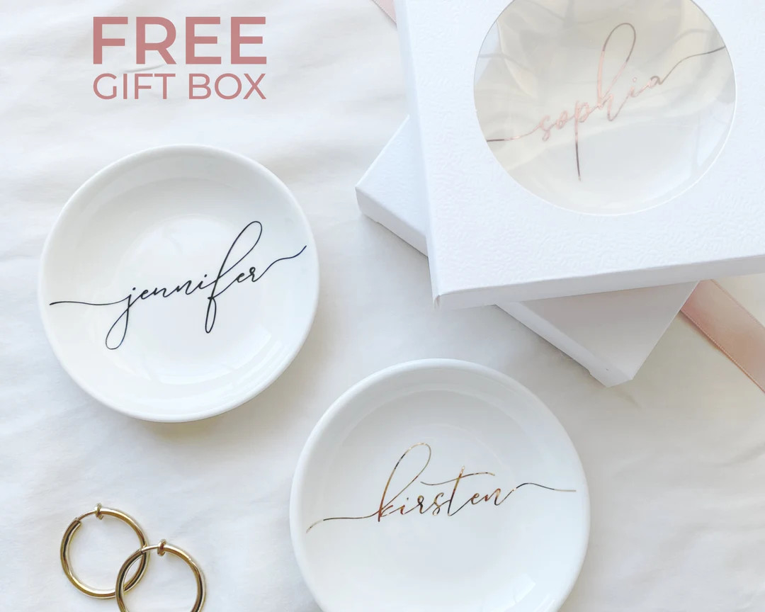 Personalized Jewelry Dish Bridesmaid Gifts Engagement Ring - Etsy | Etsy (US)