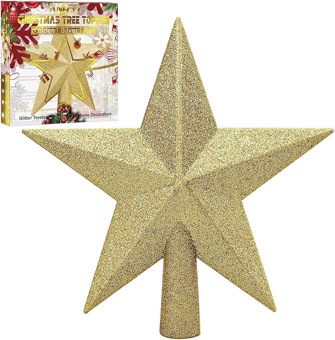 Aneco Glitter Christmas Tree Topper Shatter-Proof Christmas Tree Decoration Treetop for Holiday O... | Amazon (US)