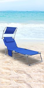 Goallim Beach Lounge Chairs 2PCS, Outdoor Folding Chaise Lounge with 5 Adjustable Positions, 360... | Amazon (US)