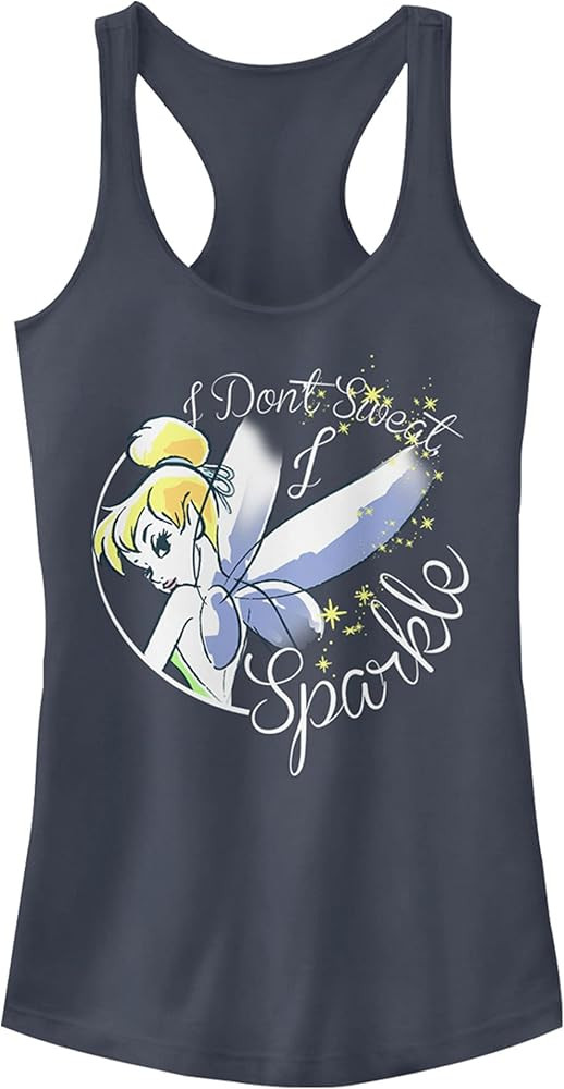 Junior's Peter Pan Tinkerbell I Don't Sweat, I Sparkle Racerback Tank Top | Amazon (US)
