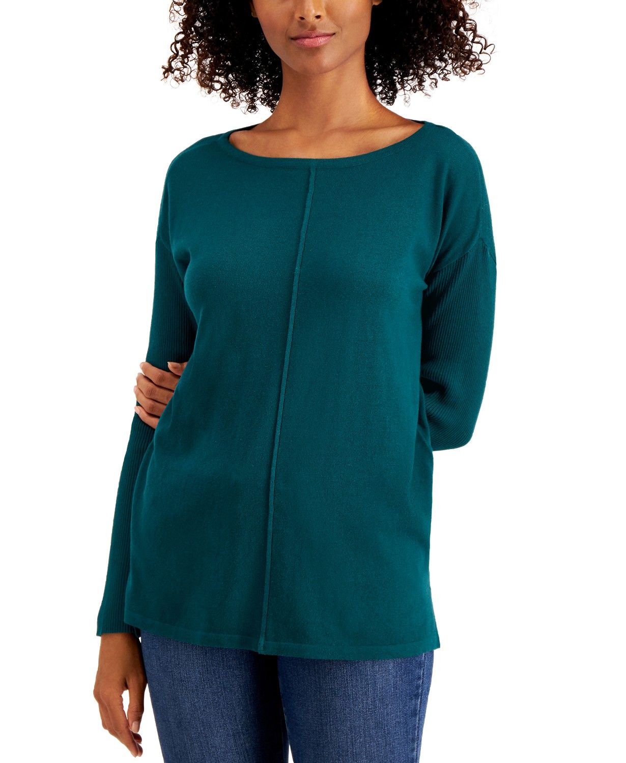 Plus Size Seam-Front Tunic Sweater, Created for Macy's | Macys (US)