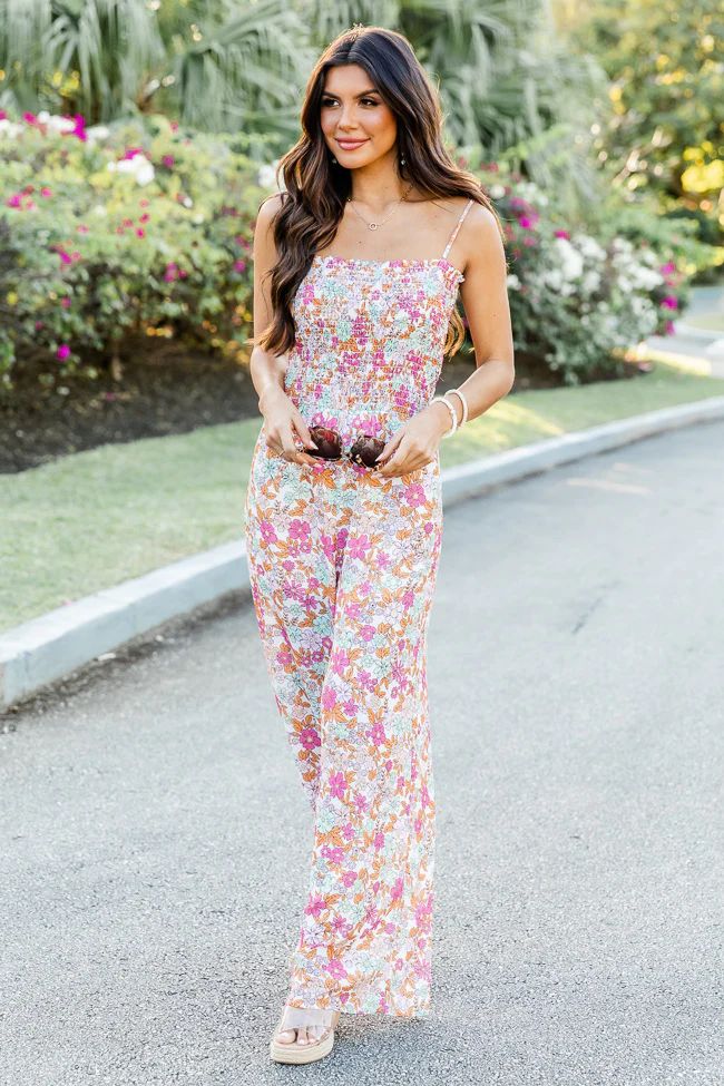 Exchanging Stories Floral Jumpsuit | Pink Lily