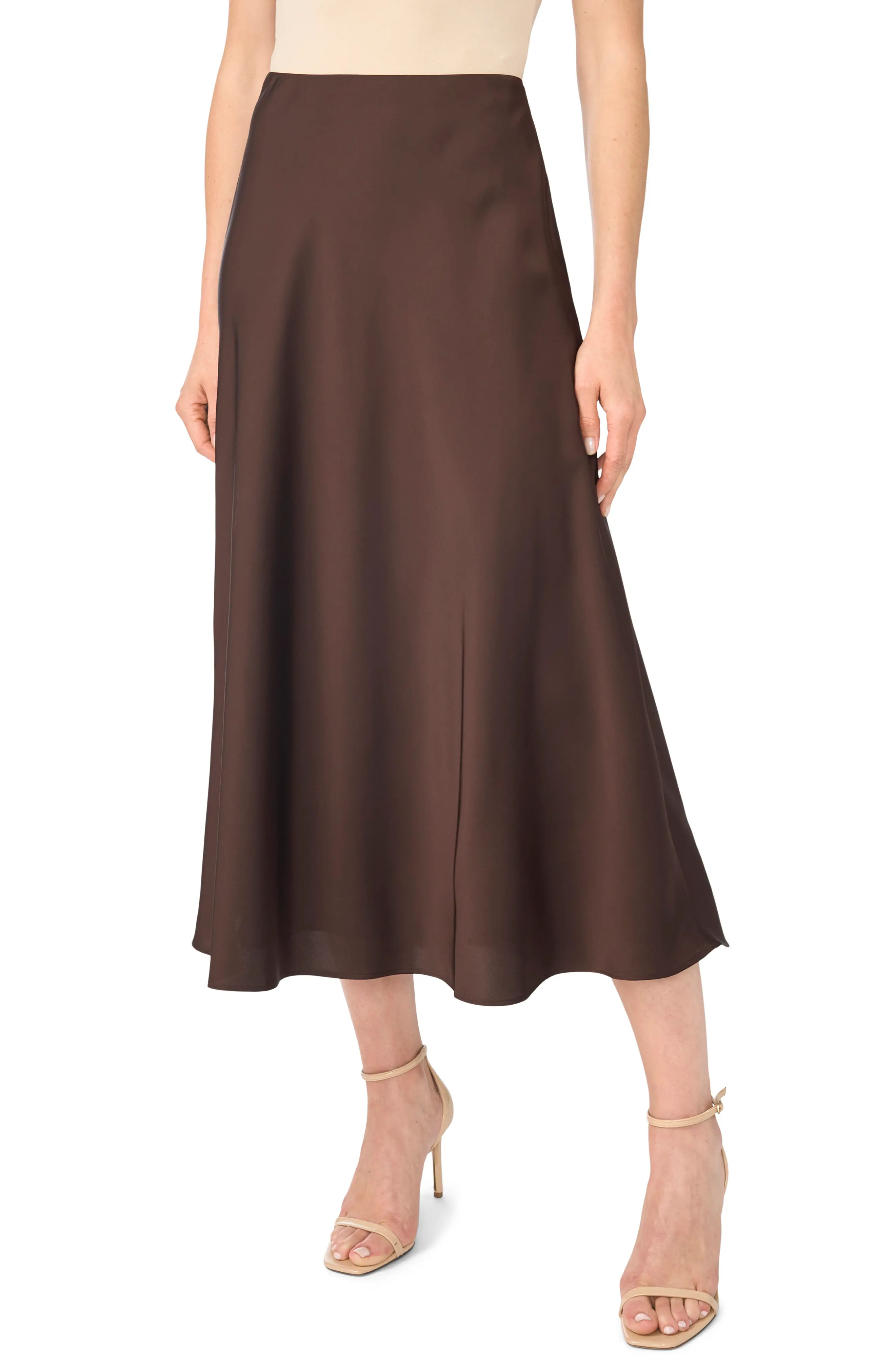 CeCe Bias Cut Satin Midi Skirt (Women) | Nordstrom | Nordstrom