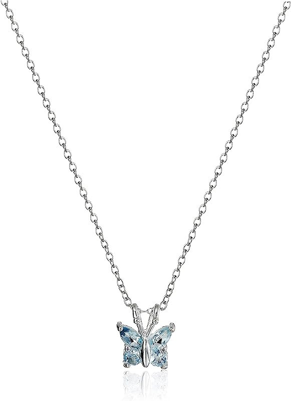 Amazon Collection Sterling Silver Gemstone Butterfly Pendant Necklace, 18" | Amazon (US)