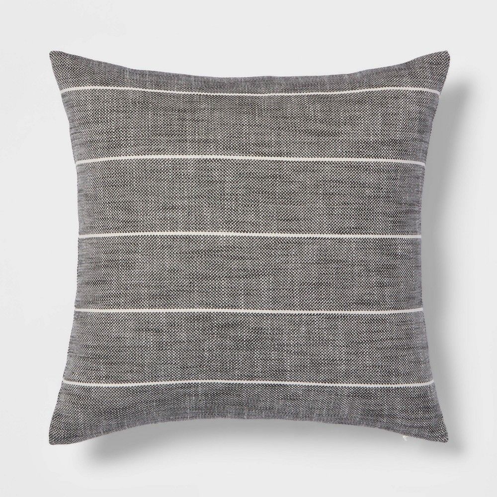 Cotton Striped Square Throw Pillow Black/Cream - Threshold | Target