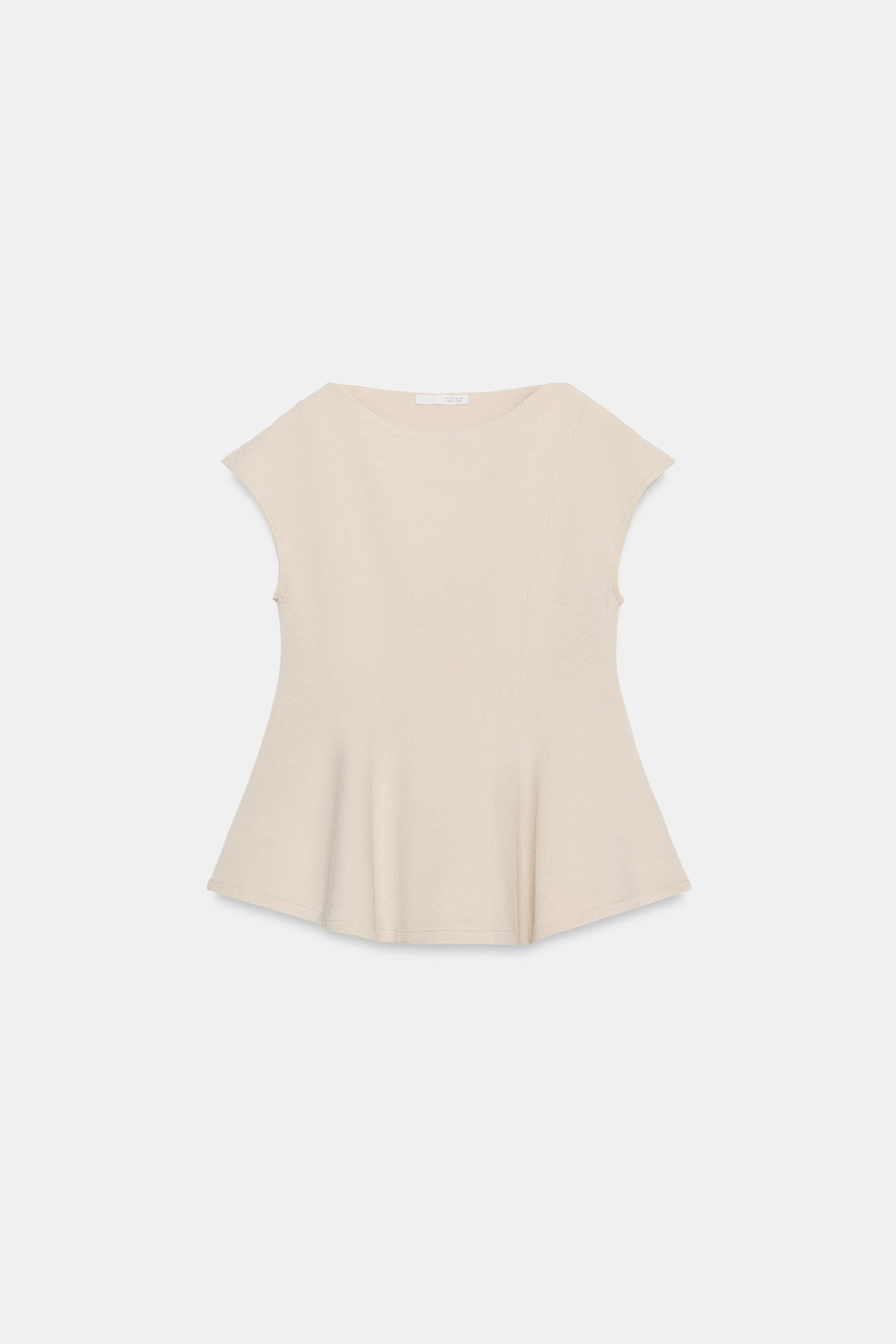 PEPLUM PIQU\u00c9 SHORT SLEEVE TOP | Zara DE