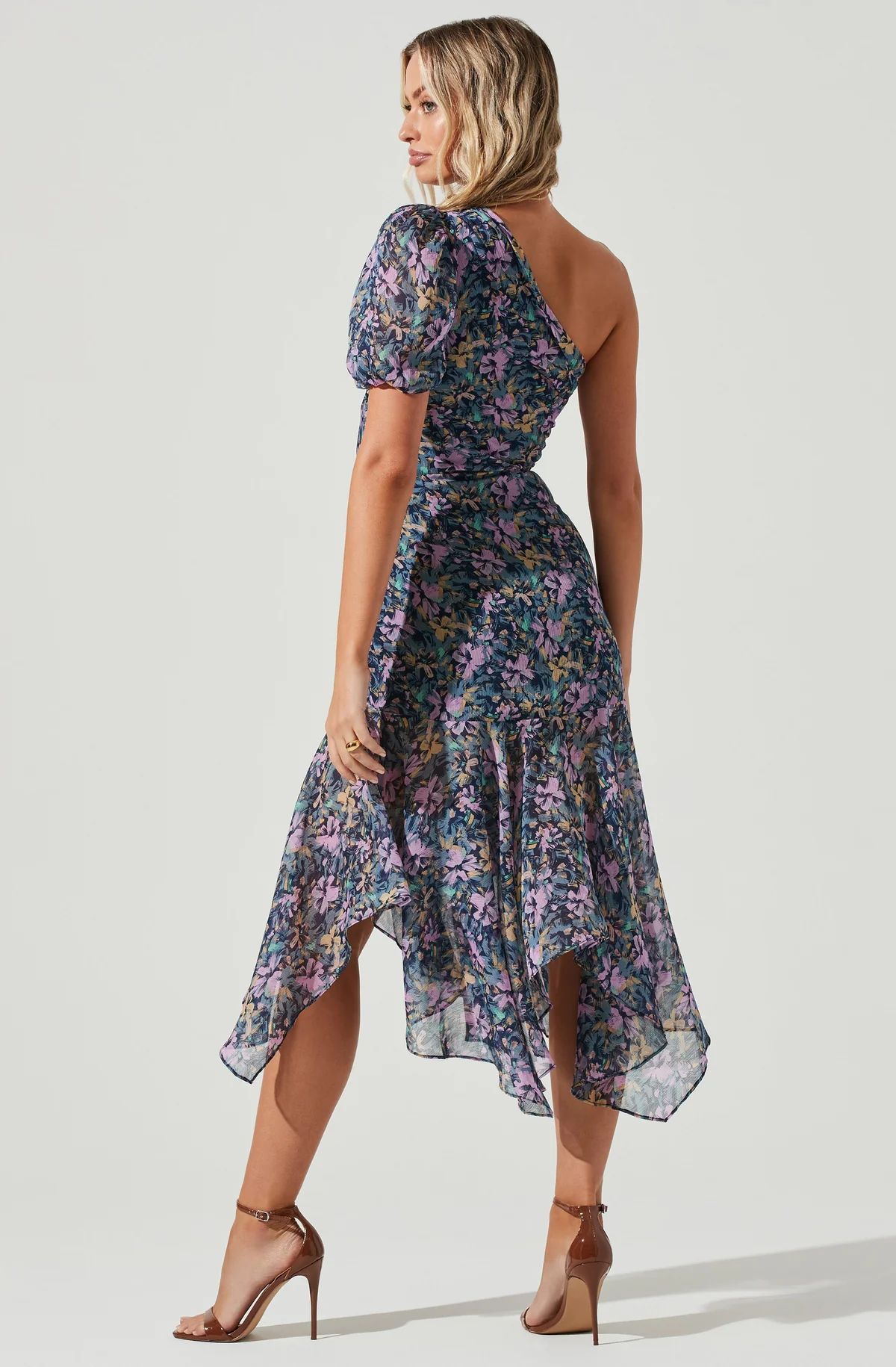 Santorini Floral One Shoulder Midi Dress | ASTR The Label (US)