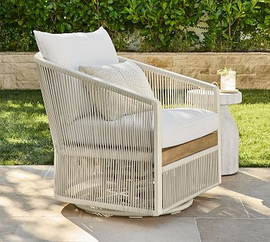 Lakewood Rope Swivel Outdoor Lounge Chair with High Performance Cushion Covers | Pottery Barn (US)